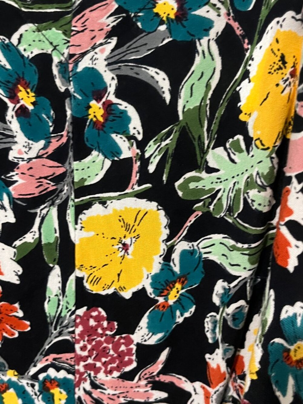 Natural Life Floral Wide Leg Jumpsuit Boho Rayon Pockets Adjustable Strap XS - Picture 10 of 14